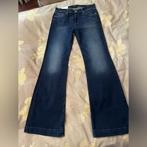 7 For All Mankind DOJO Wide Leg Denim Jeans Flare Dark Midnight New York Size 30